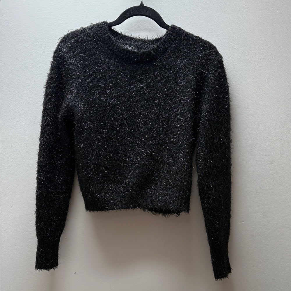 Rachel Zoe Black Textured Crew Neck Sweater